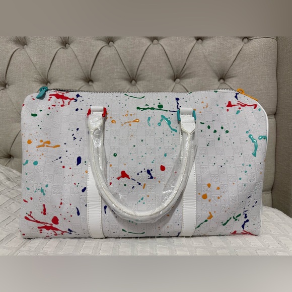 NWT Jordan Monogram duffle bag Paint Splatter Sail Green - Picture 4 of 12